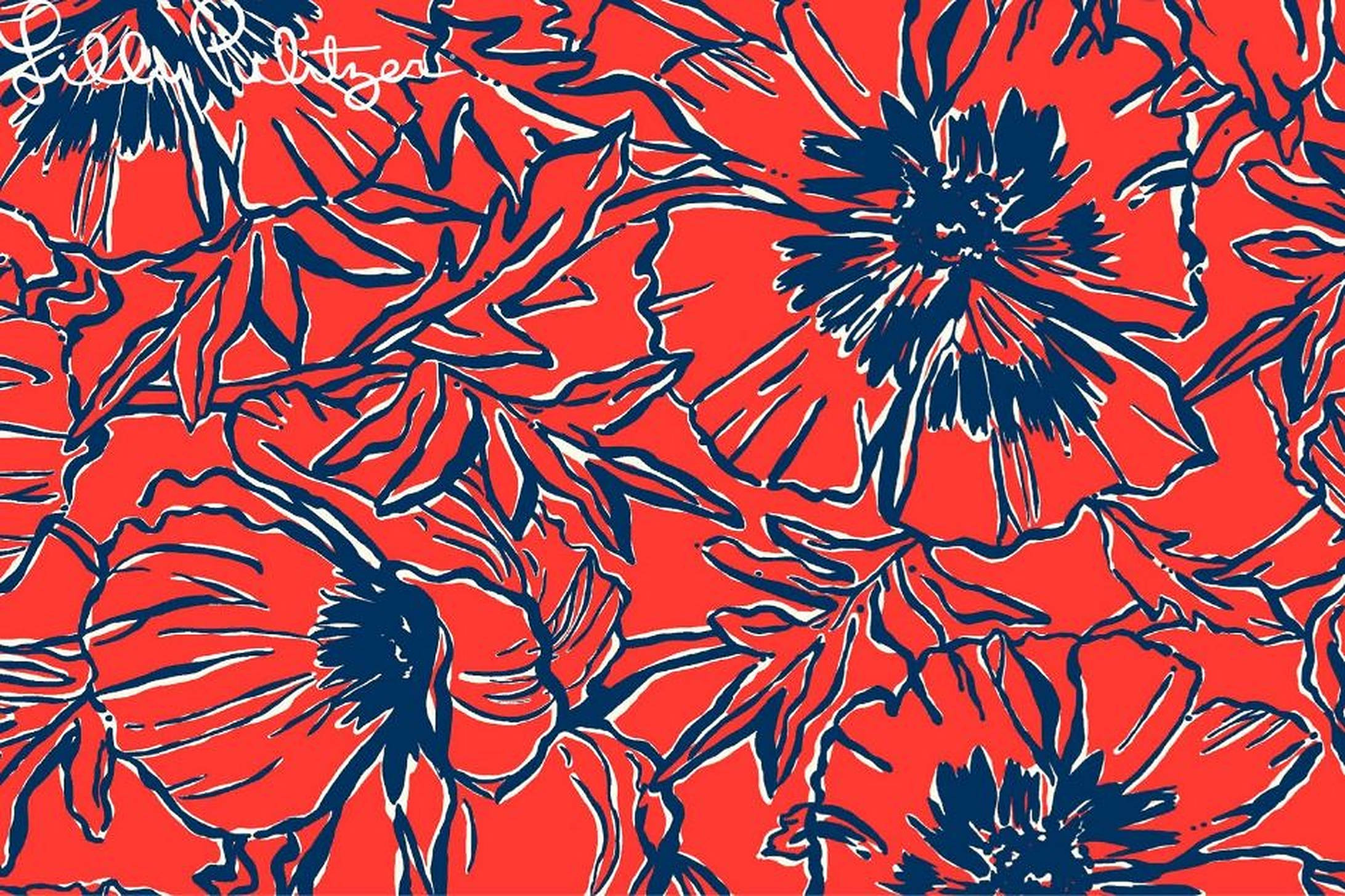 Lilly Pulitzer, red flower, vibrant red background, Full HD Desktop Wallpaper