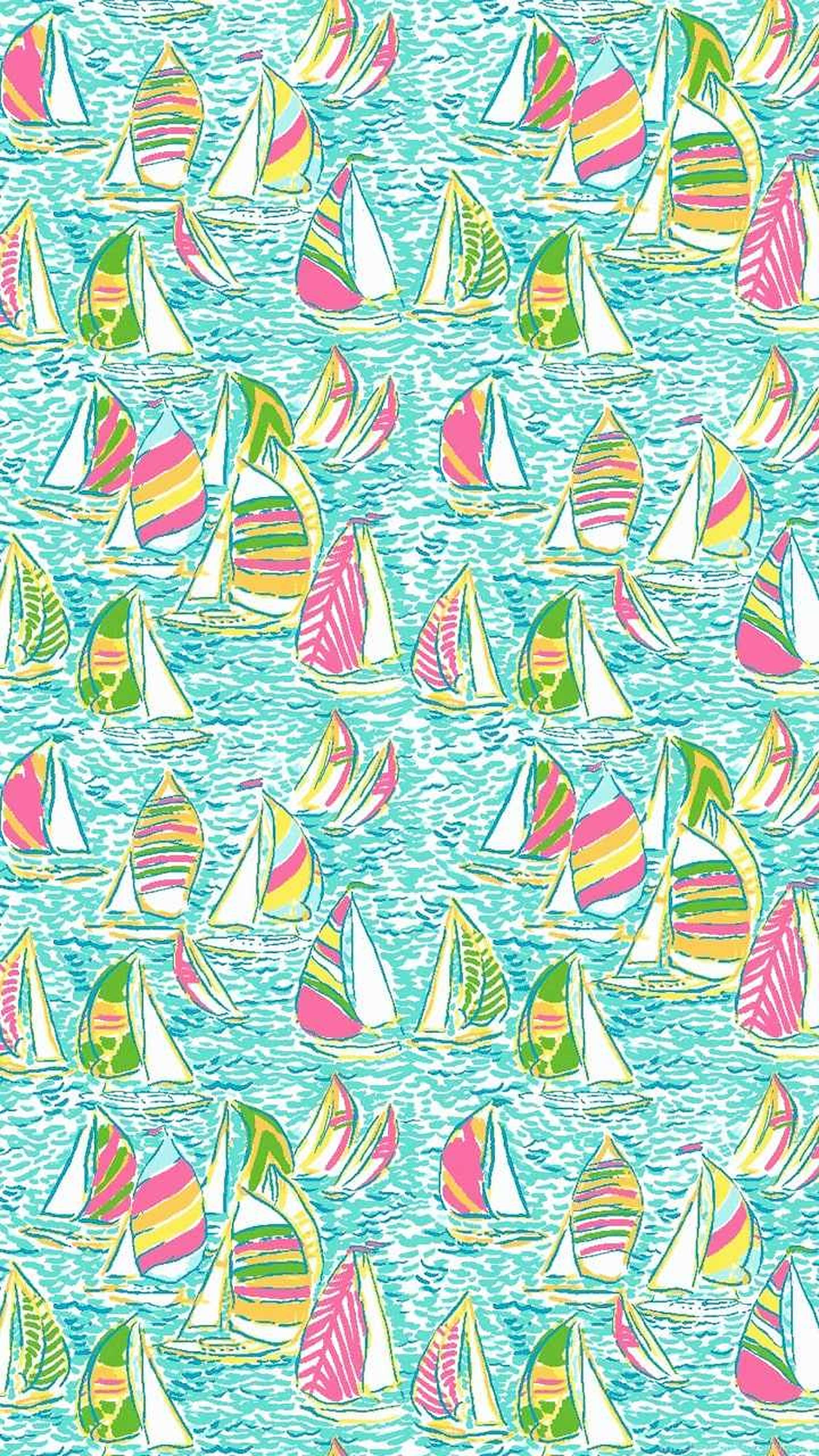 Lilly Pulitzer, sailboats, turquoise sea, 2K Phone Wallpaper
