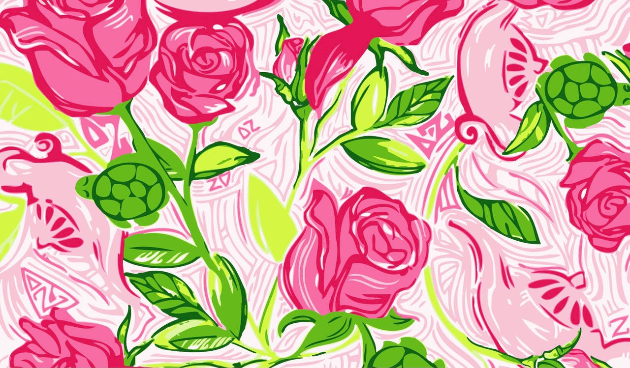 Lilly Pulitzer, roses, vibrant pink roses, HD Desktop Wallpaper