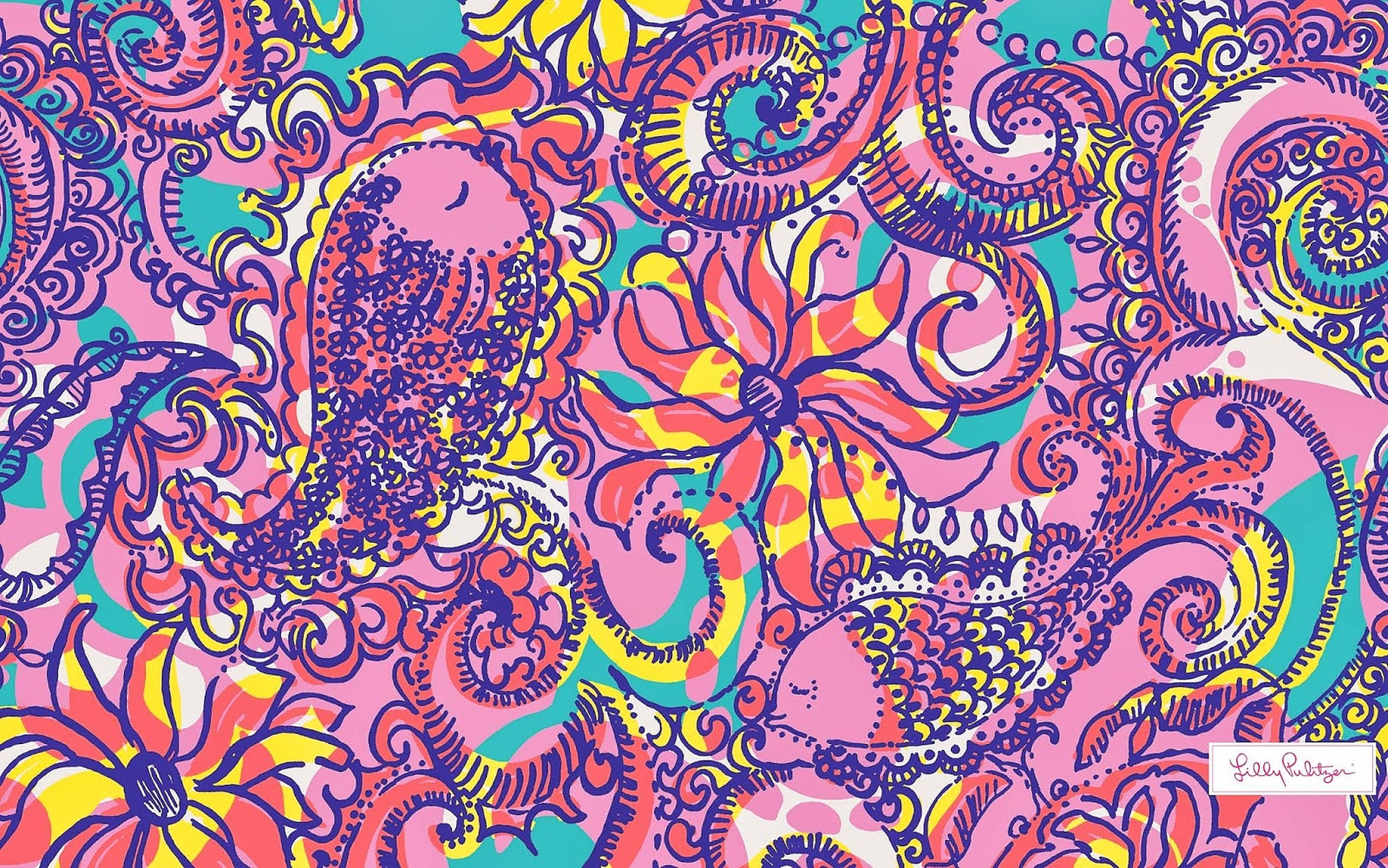 Lilly Pulitzer, colorful fishes, psychedelic pattern, Full HD Desktop Wallpaper
