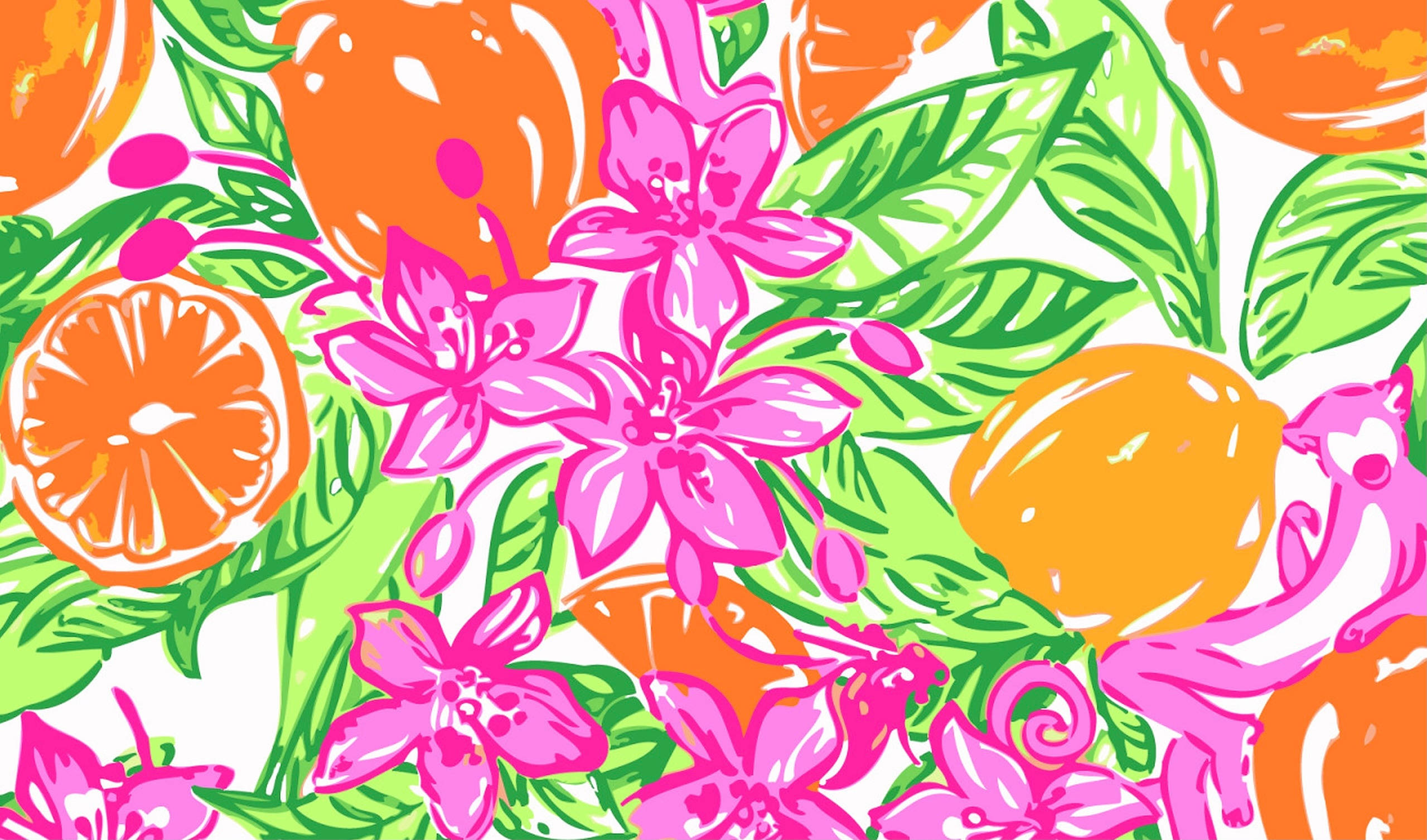 Lilly Pulitzer, oranges, citrus flowers, Full HD Desktop Wallpaper
