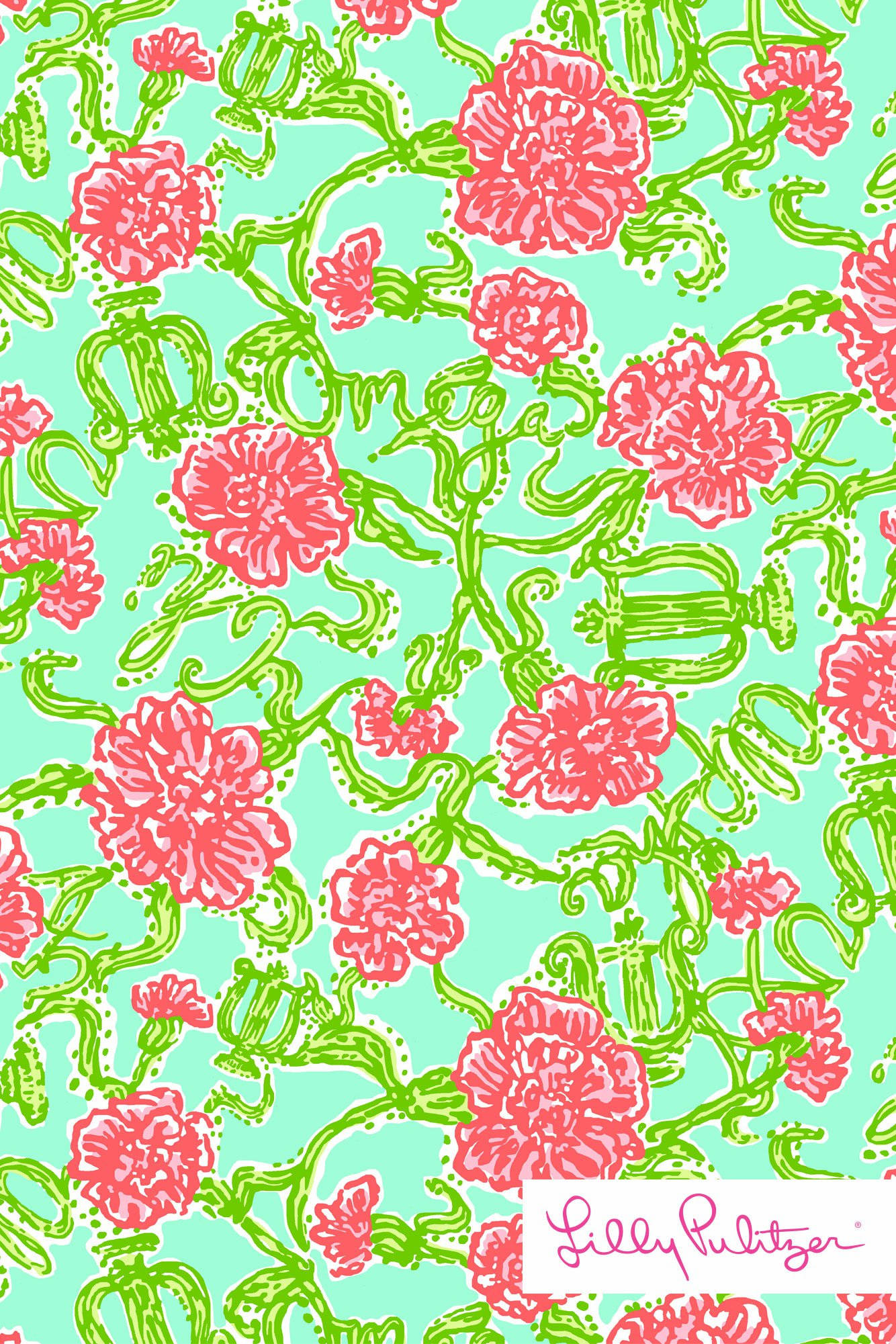 Lilly Pulitzer, tropical flower pattern, vibrant pink flowers, Full HD Phone Wallpaper