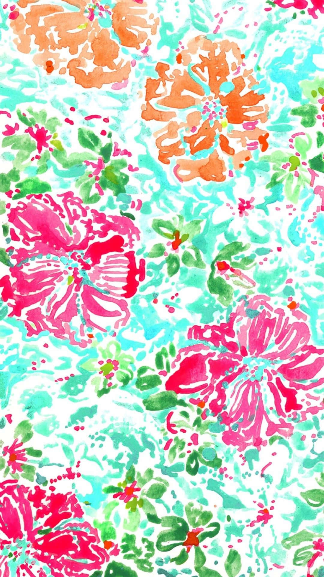 Lilly Pulitzer, iPhone, watercolor floral pattern, Full HD Phone Wallpaper