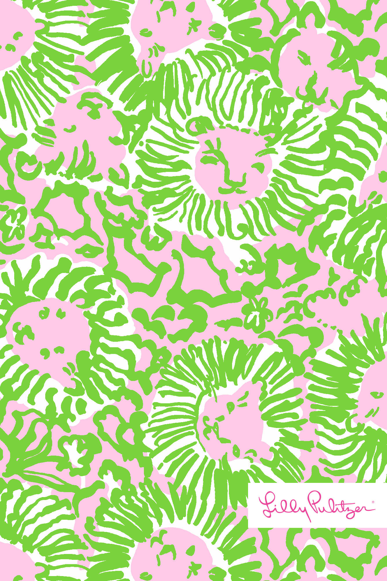 Lilly Pulitzer, green and pink lion, vibrant pink, Full HD Phone Wallpaper