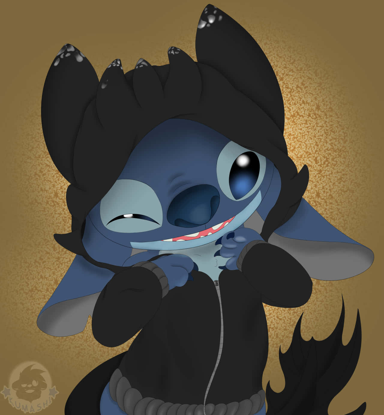 Lilo And Stitch Halloween, blue cartoon alien, black hoodie, HD Phone Wallpaper