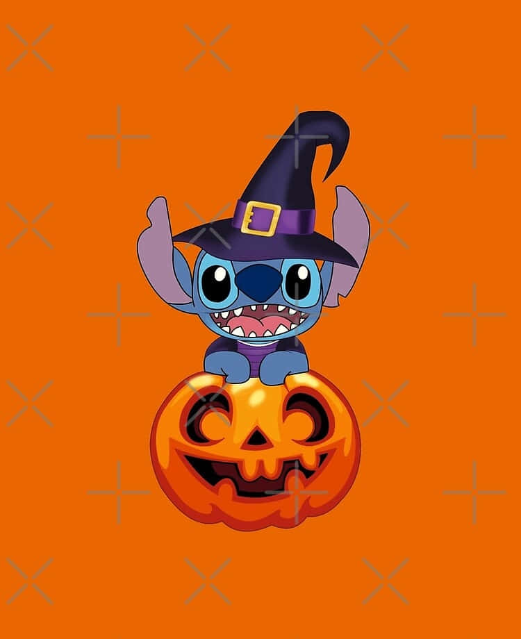 Lilo And Stitch Halloween, blue alien, witch hat, SD Phone Wallpaper