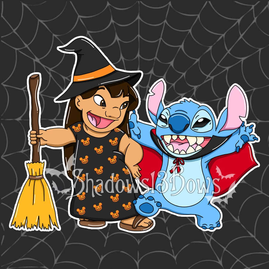 Lilo And Stitch Halloween, witch costume, broom, SD Desktop Wallpaper
