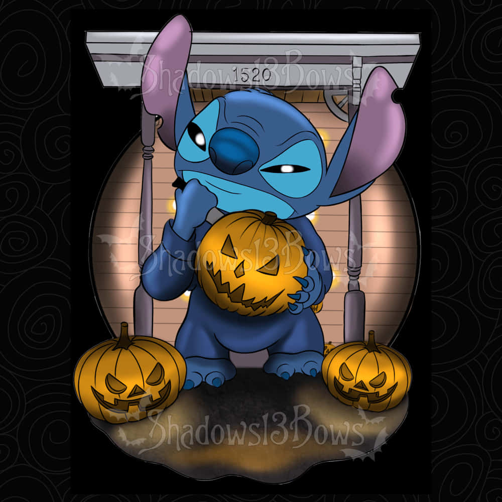 Lilo and Stitch Halloween, Stitch, glowing jack-o-lantern, SD Desktop Wallpaper