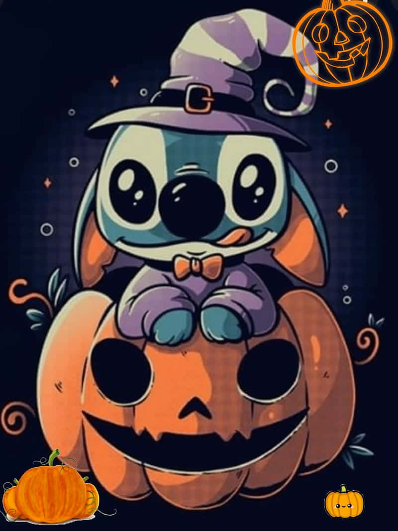 Lilo And Stitch Halloween, Stitch, witch hat, SD Phone Wallpaper