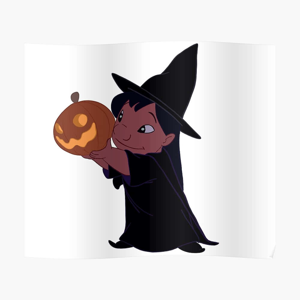Lilo and Stitch Halloween, cartoon witch, black hat, SD Desktop Wallpaper