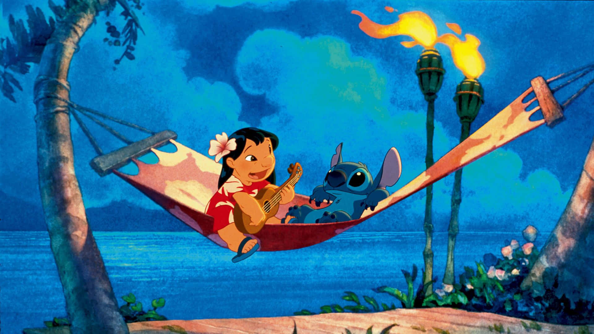 Lilo, Stitch, ukulele, Full HD Desktop Wallpaper