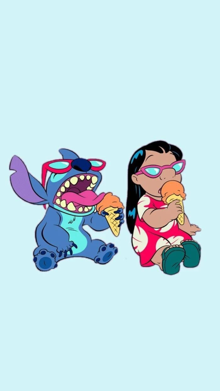 Stitch, Lilo, ice cream, SD Phone Wallpaper