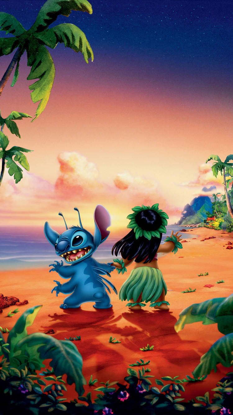 Lilo And Stitch, iPhone, sunset, HD Phone Wallpaper