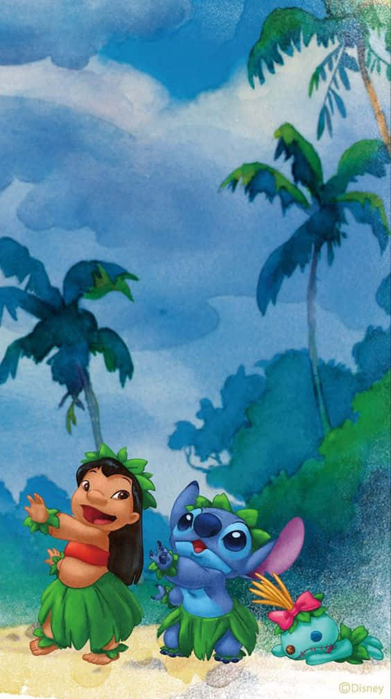 Lilo, Stitch, tropical beach, SD Phone Wallpaper