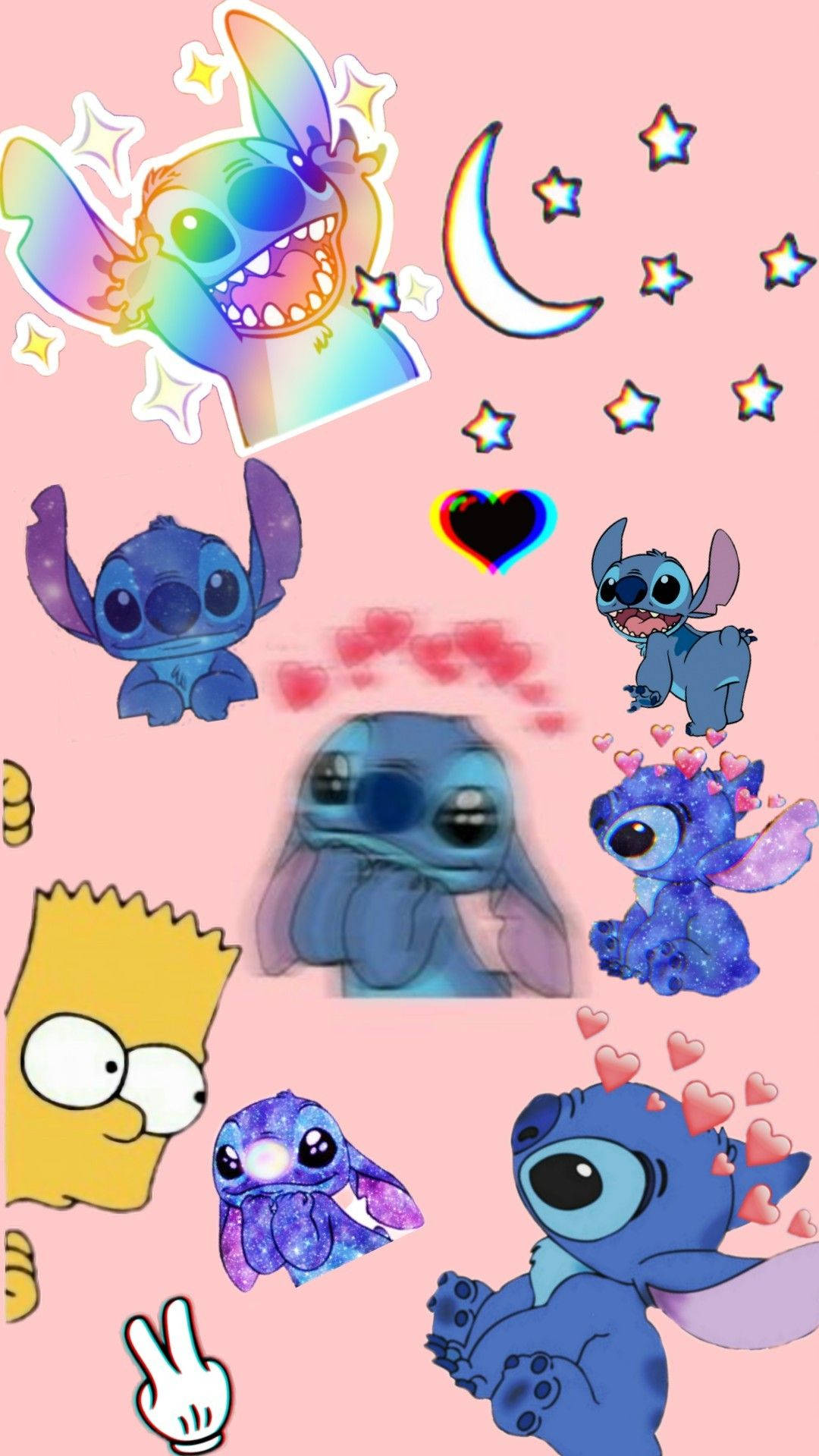 Pink Lilo And Stitch iPhone Collage, Stitch, rainbow, HD Phone Wallpaper