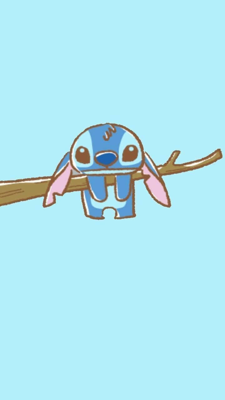 Stitch, blue alien, pink ears, HD Phone Wallpaper