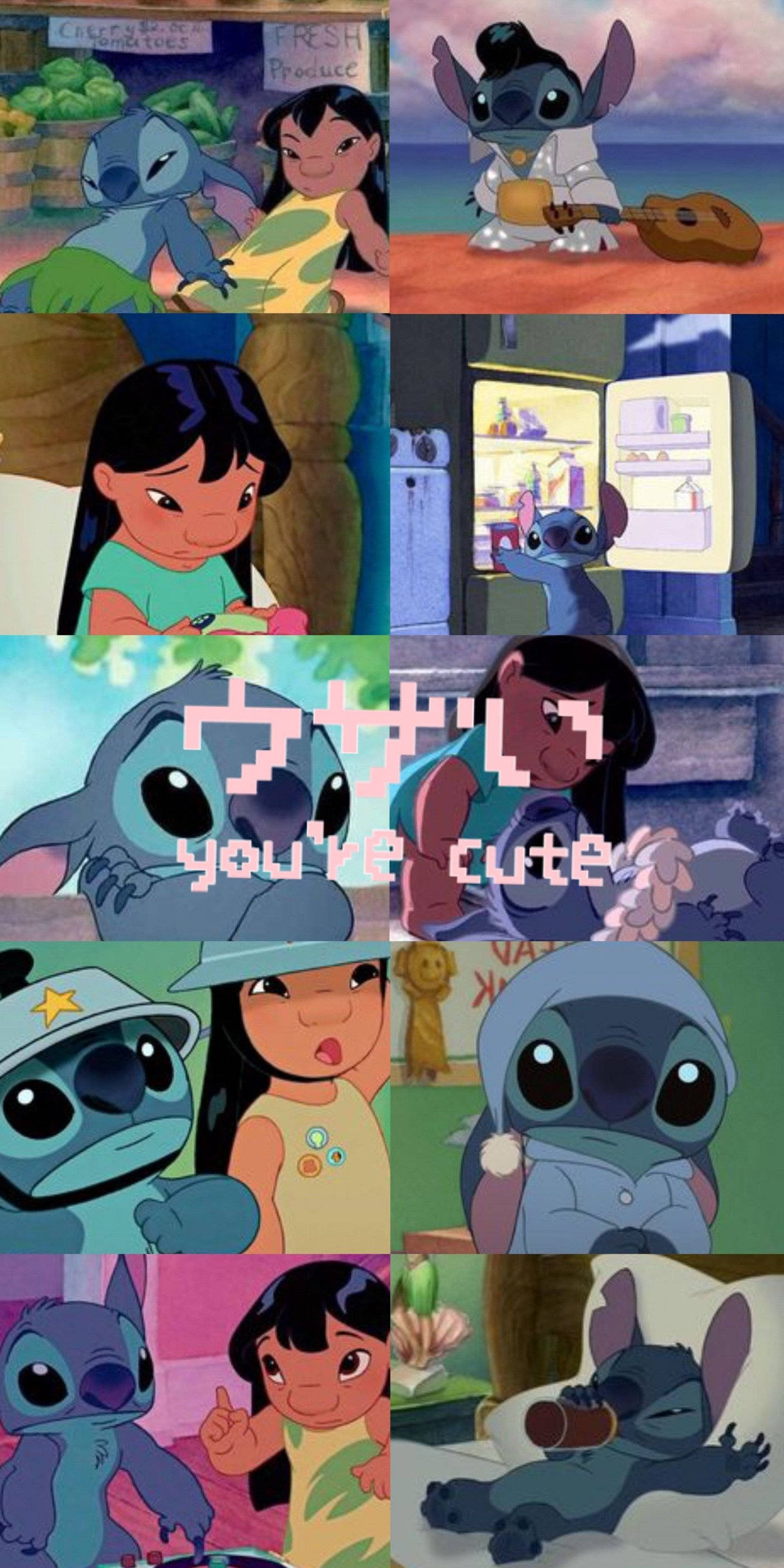 Lilo Stitch, animated scenes, playful moments, 2K Phone Wallpaper