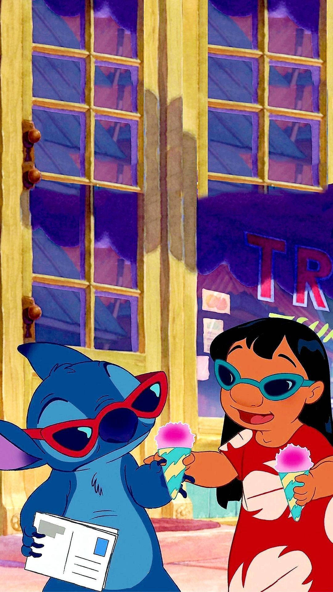 Lilo, Stitch, pink ice cream cones, Full HD Phone Wallpaper