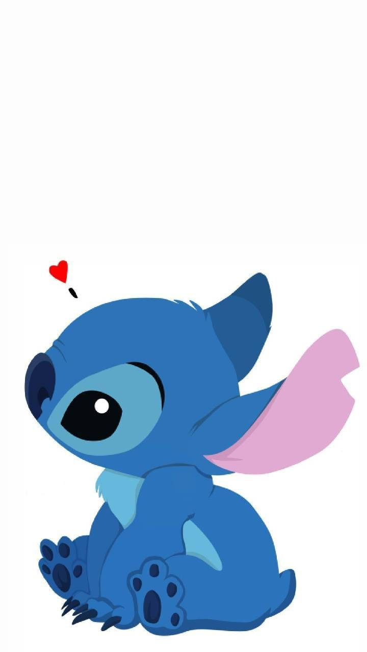 Stitch, blue alien, tiny red heart, HD Phone Wallpaper