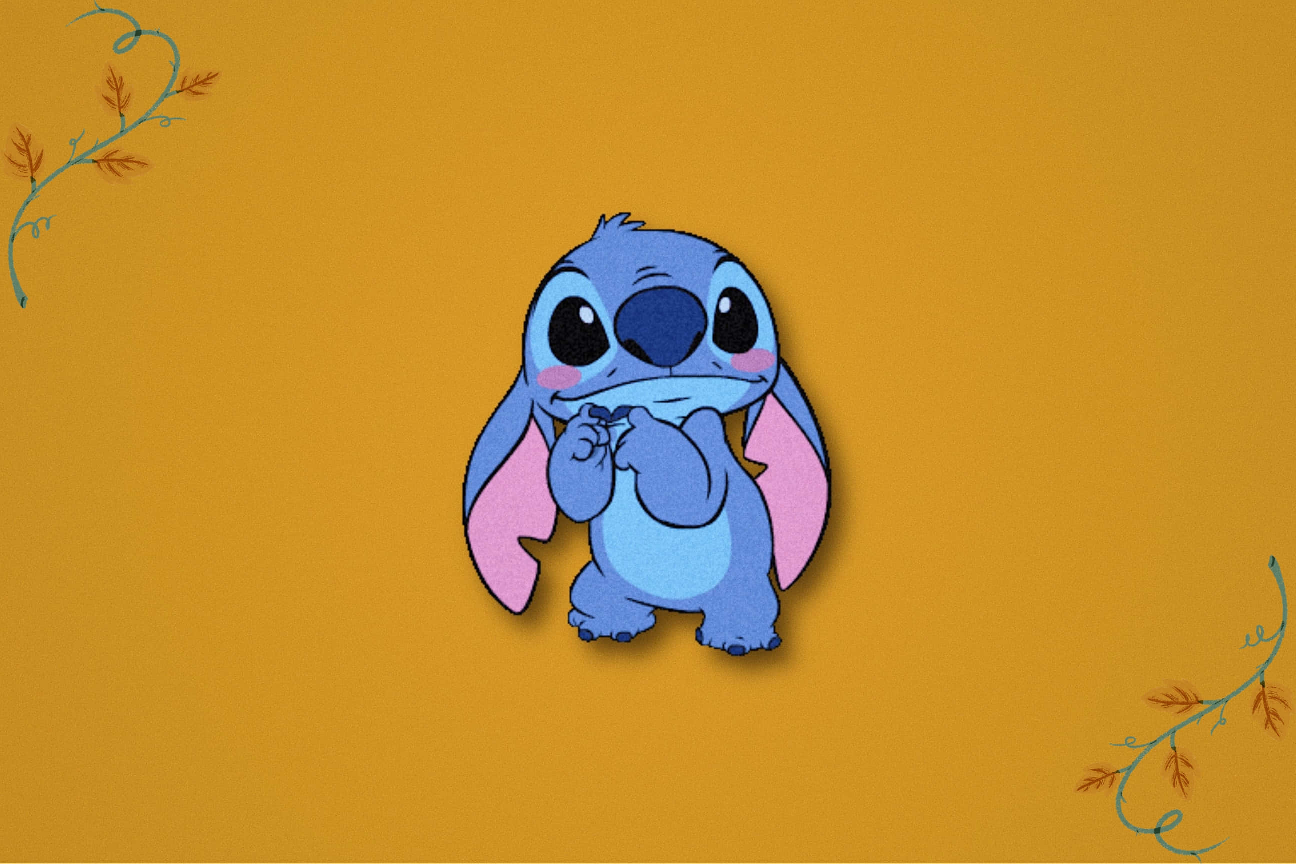 Stitch, blue alien, pink ears, 2K Desktop Wallpaper