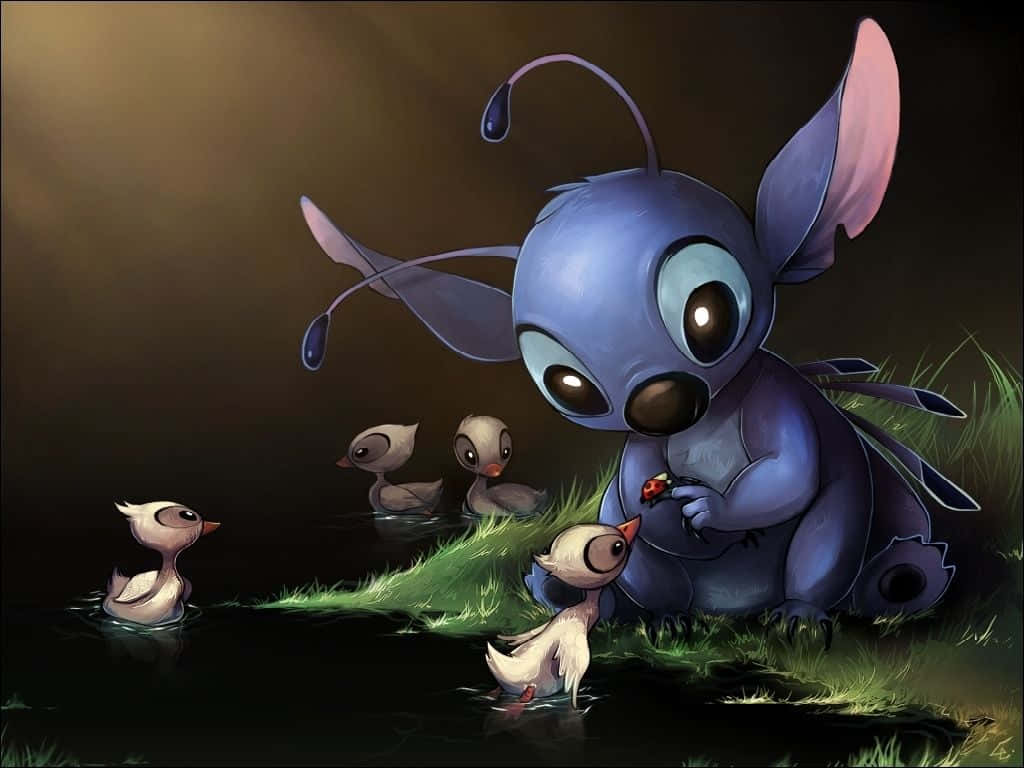 Stitch, blue alien, big eyes, SD Desktop Wallpaper