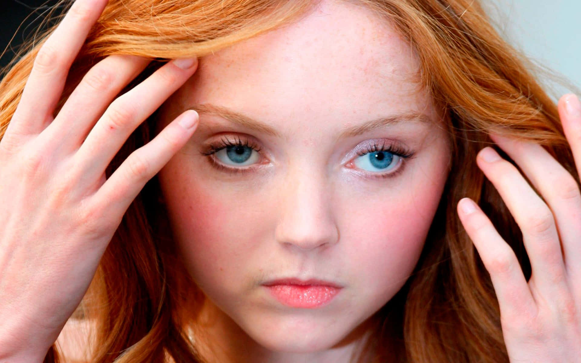 Lily Cole, vibrant red hair, striking blue eyes, Full HD Desktop Wallpaper
