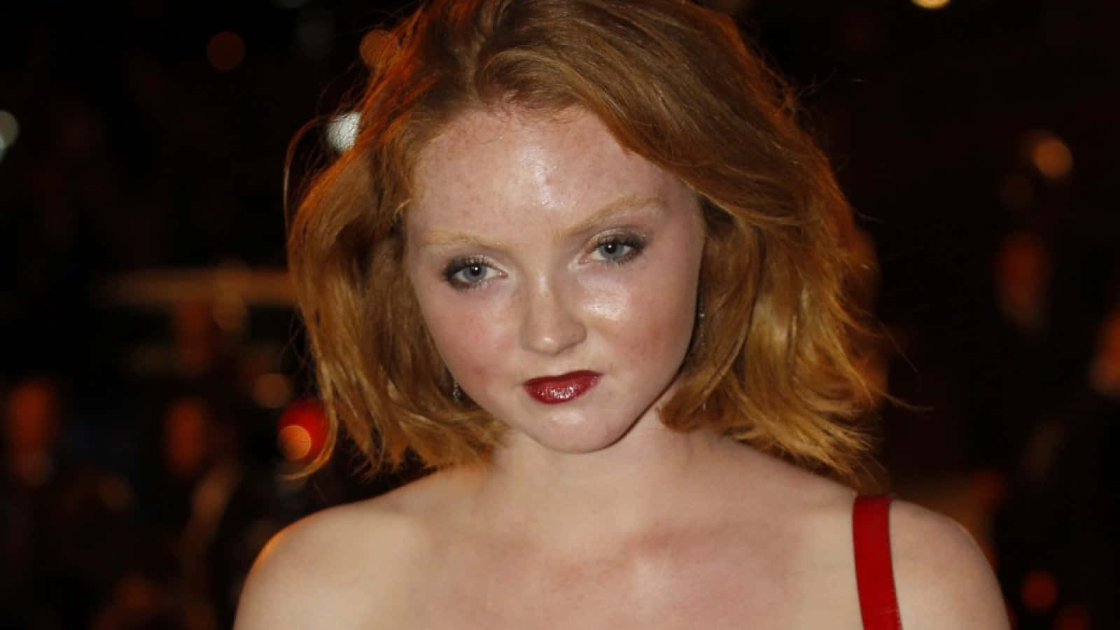 Lily Cole, red hair, red lipstick, HD Desktop Wallpaper