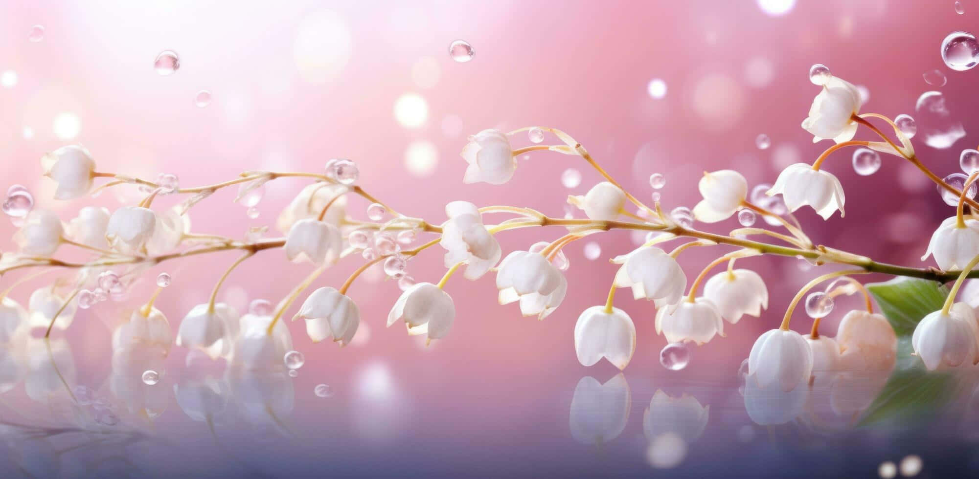 Lily of the Valley, white lily of the valley flowers, dewdrops, Full HD Desktop Wallpaper