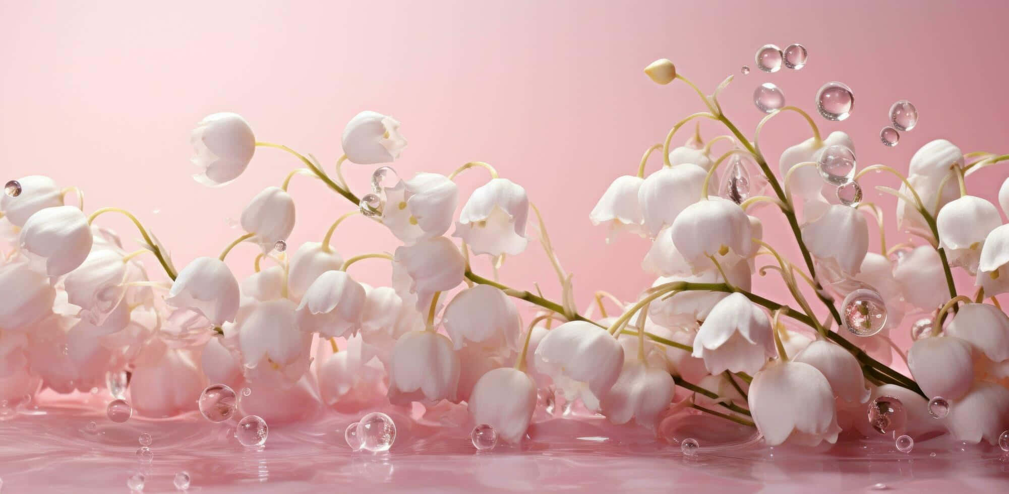 Lily of the Valley, white lily of the valley flowers, glistening water droplets, Full HD Desktop Wallpaper