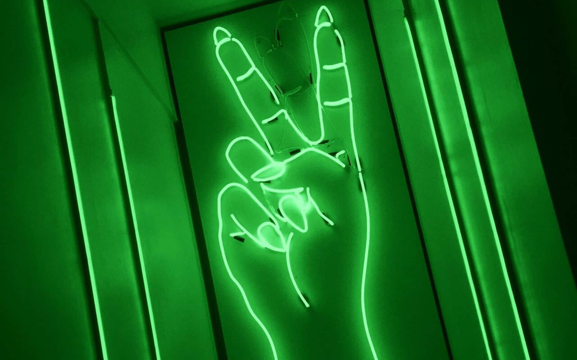 lime green, neon sign, peace sign, Full HD Desktop Wallpaper