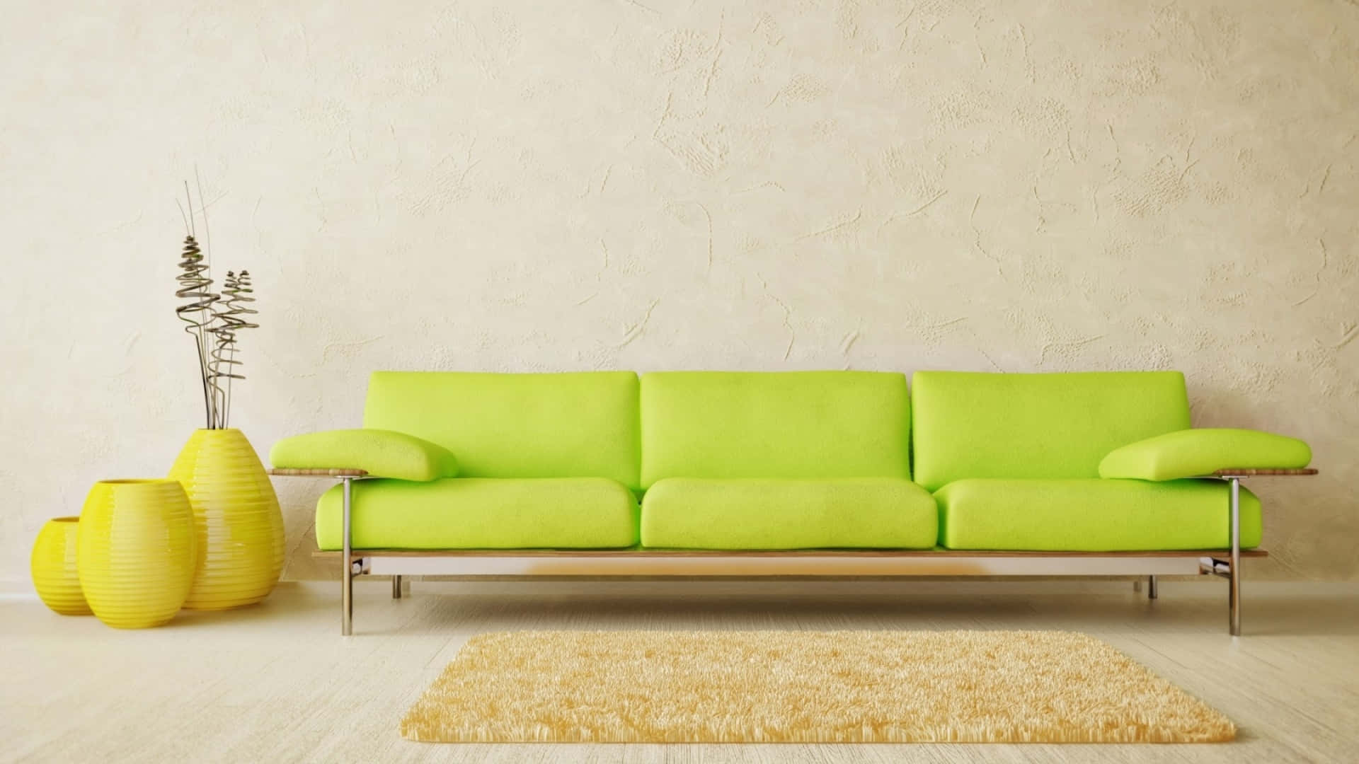 lime green, modern sofa, wooden legs, Full HD Desktop Wallpaper