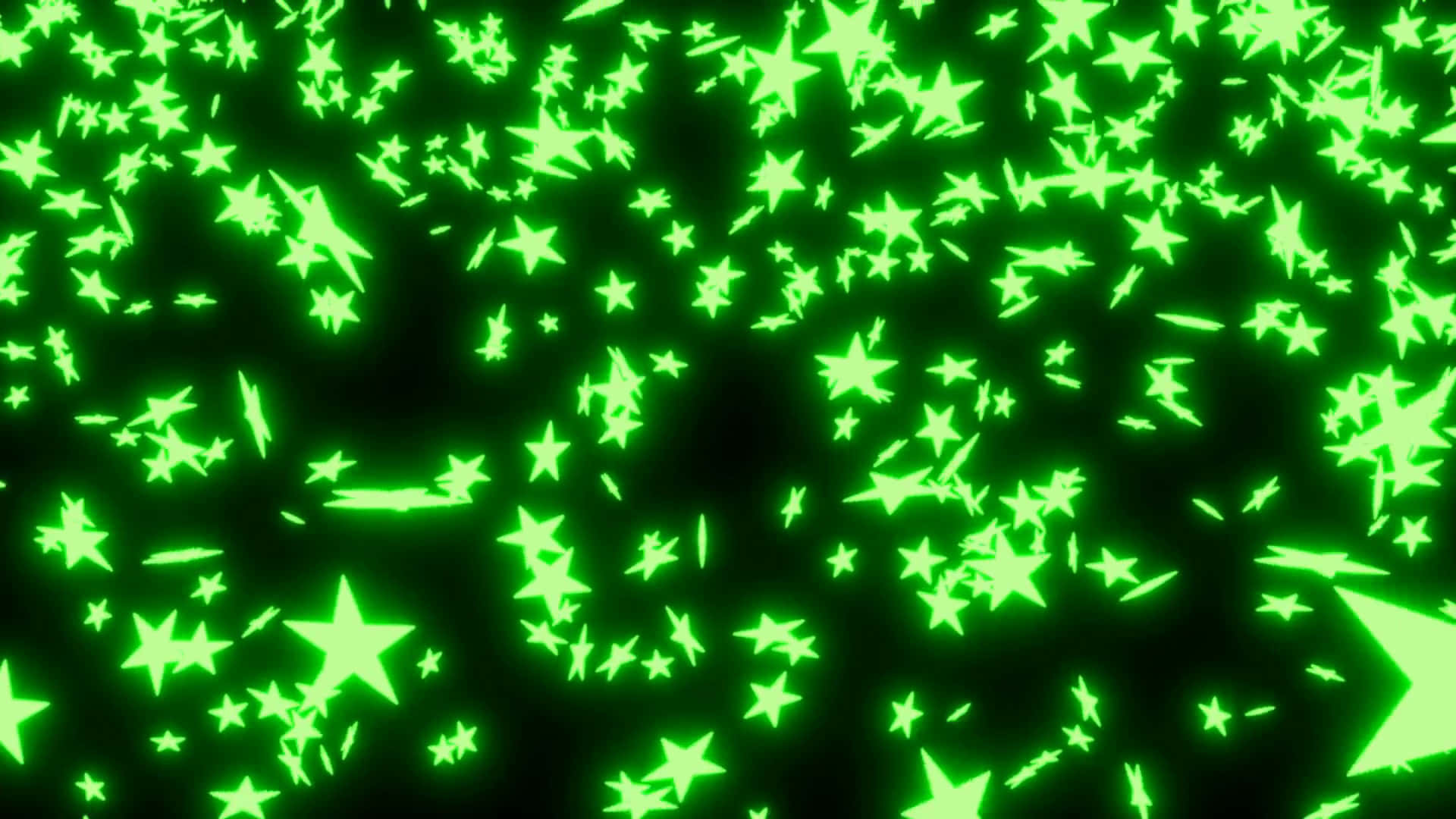 lime green aesthetic, vibrant green glowing stars, black void, Full HD Desktop Wallpaper