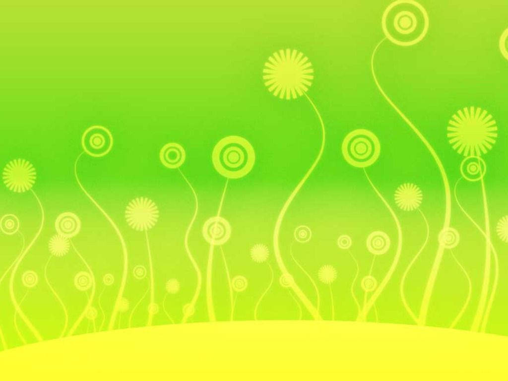 Lime Green Flowers, vibrant green gradient, stylized yellow flowers, SD Desktop Wallpaper