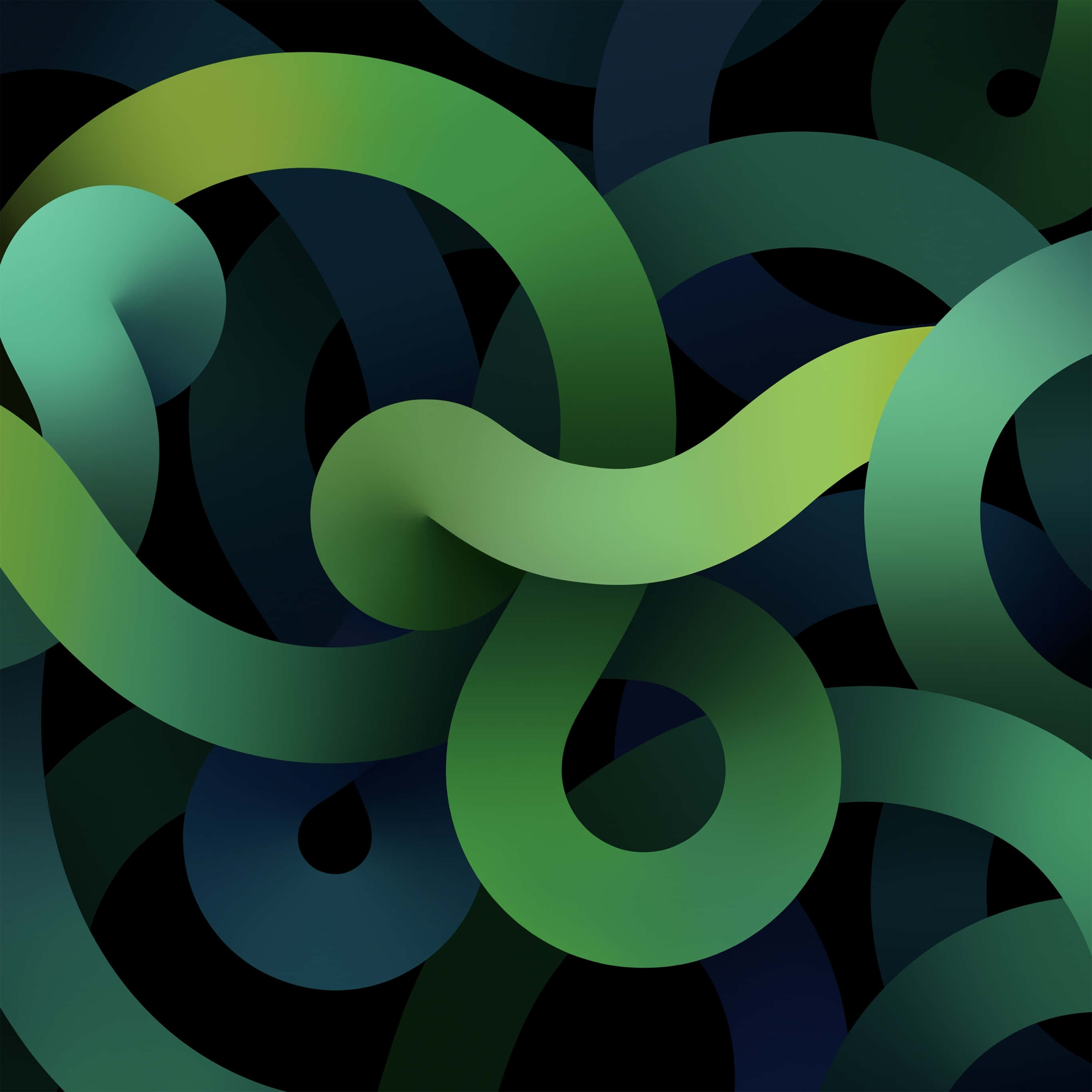 Lime Green Aesthetic, vibrant green gradient ribbons, dark background, 2K Desktop Wallpaper