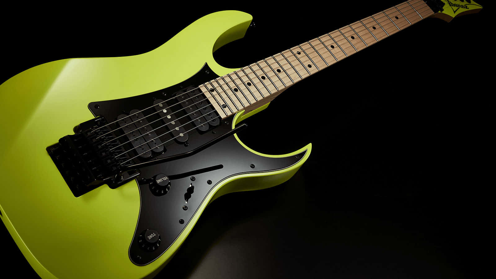 lime green, electric guitar, black hardware, HD Desktop Wallpaper