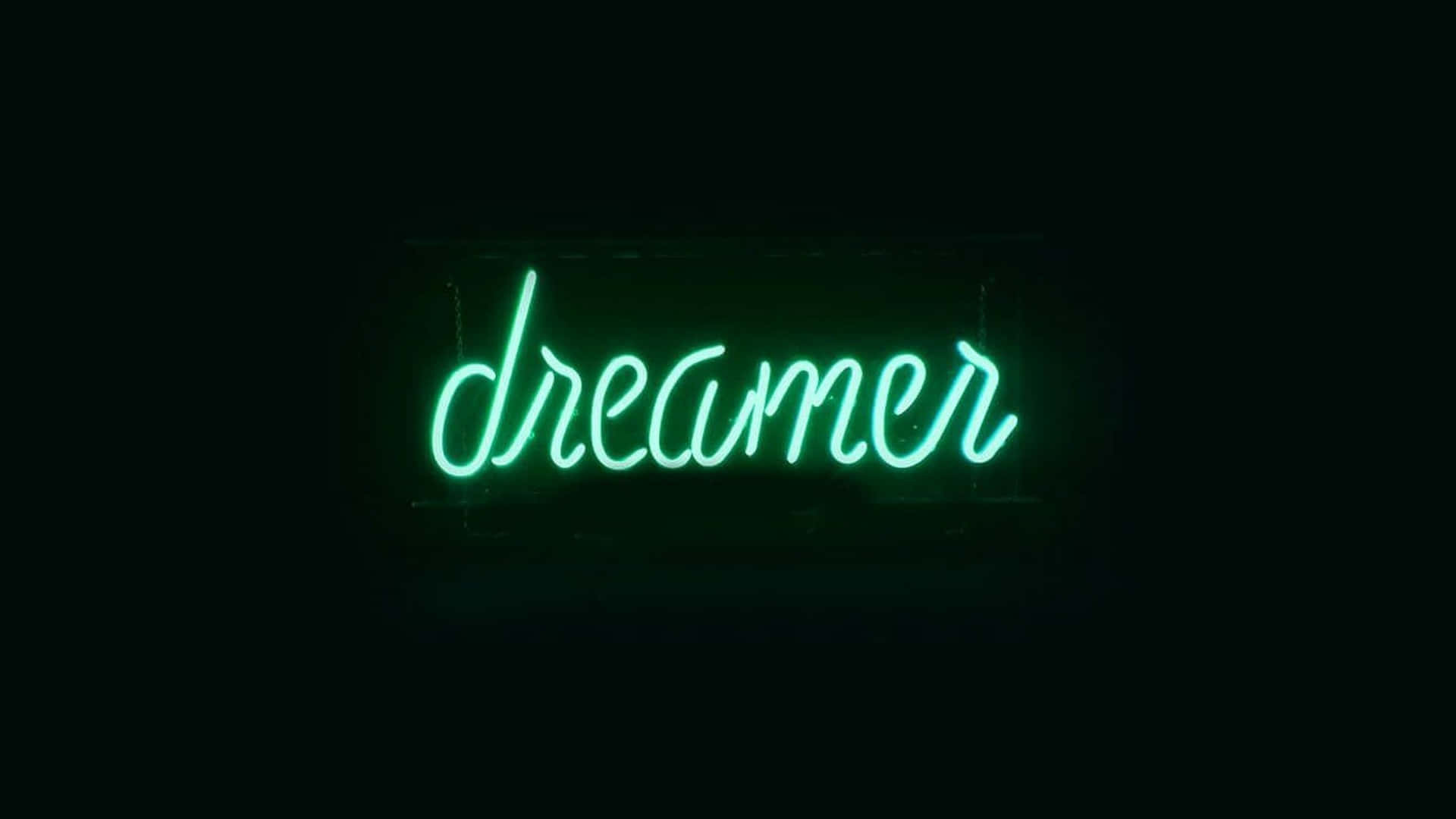 lime green, neon sign, dreamer, Full HD Desktop Wallpaper