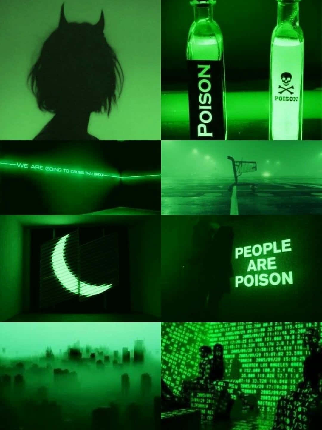 Lime Green, devil silhouette, poison bottles, HD Phone Wallpaper