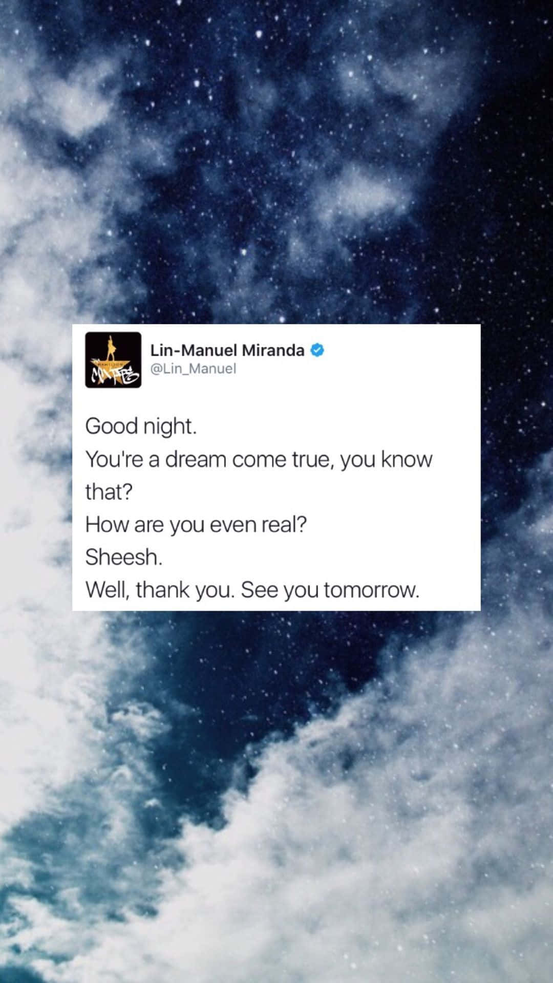 Lin-Manuel Miranda, starry night sky, swirling clouds, Full HD Phone Wallpaper