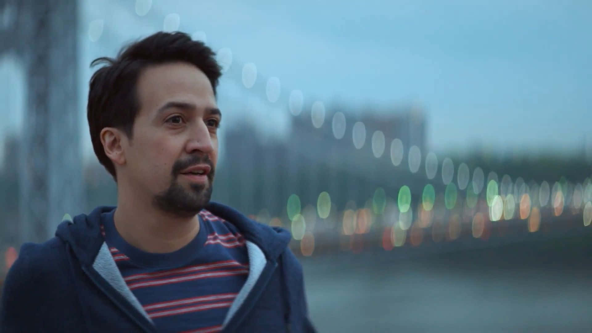 Lin-manuel Miranda, beard, city skyline, Full HD Desktop Wallpaper