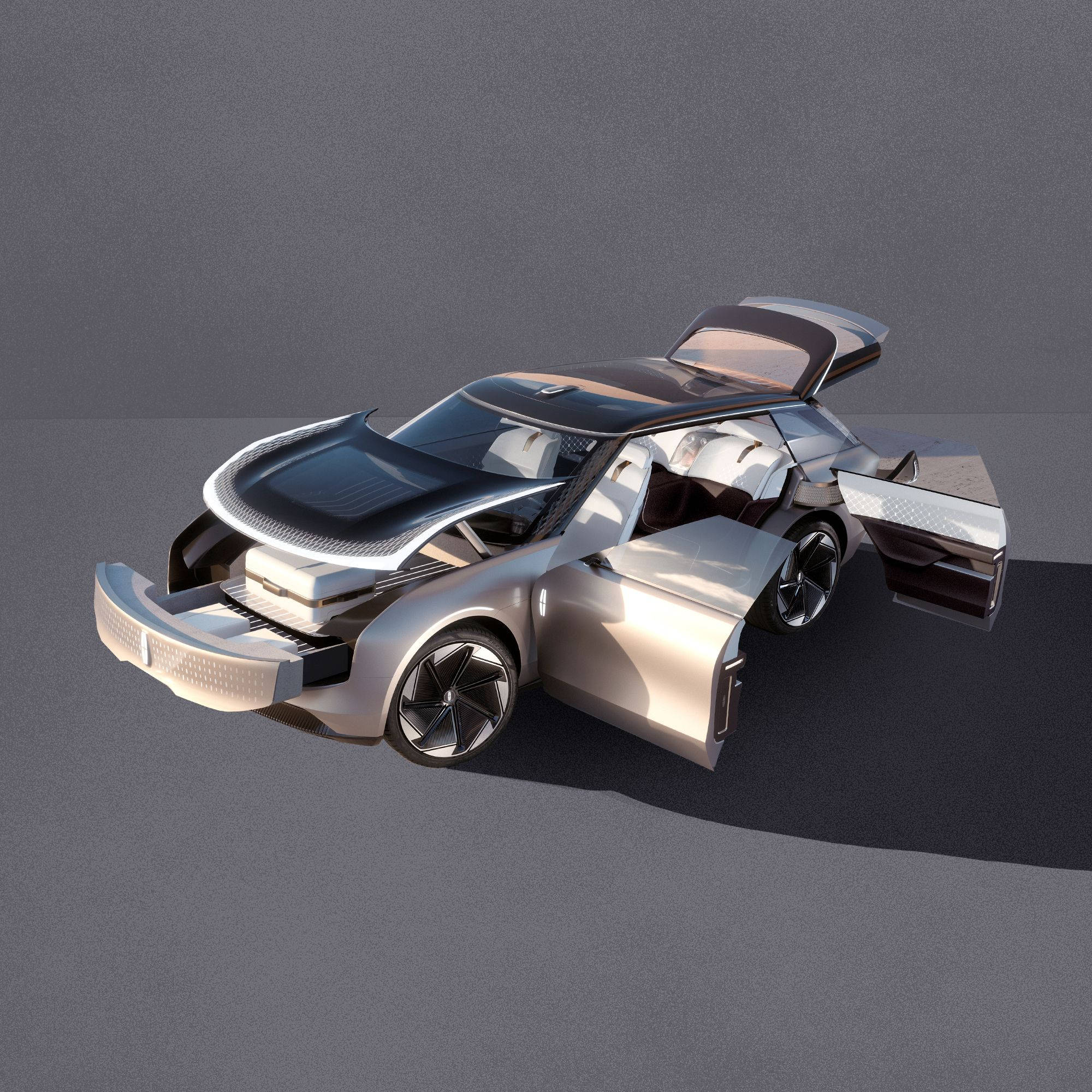 futuristic concept Lincoln Car, gullwing doors, luxurious interior, Full HD Desktop Wallpaper