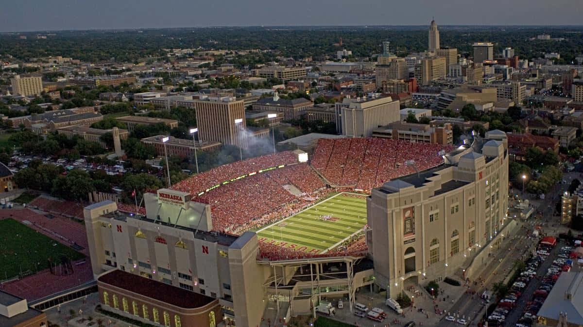 Lincoln skyline, dusk, aerial view, SD Desktop Wallpaper