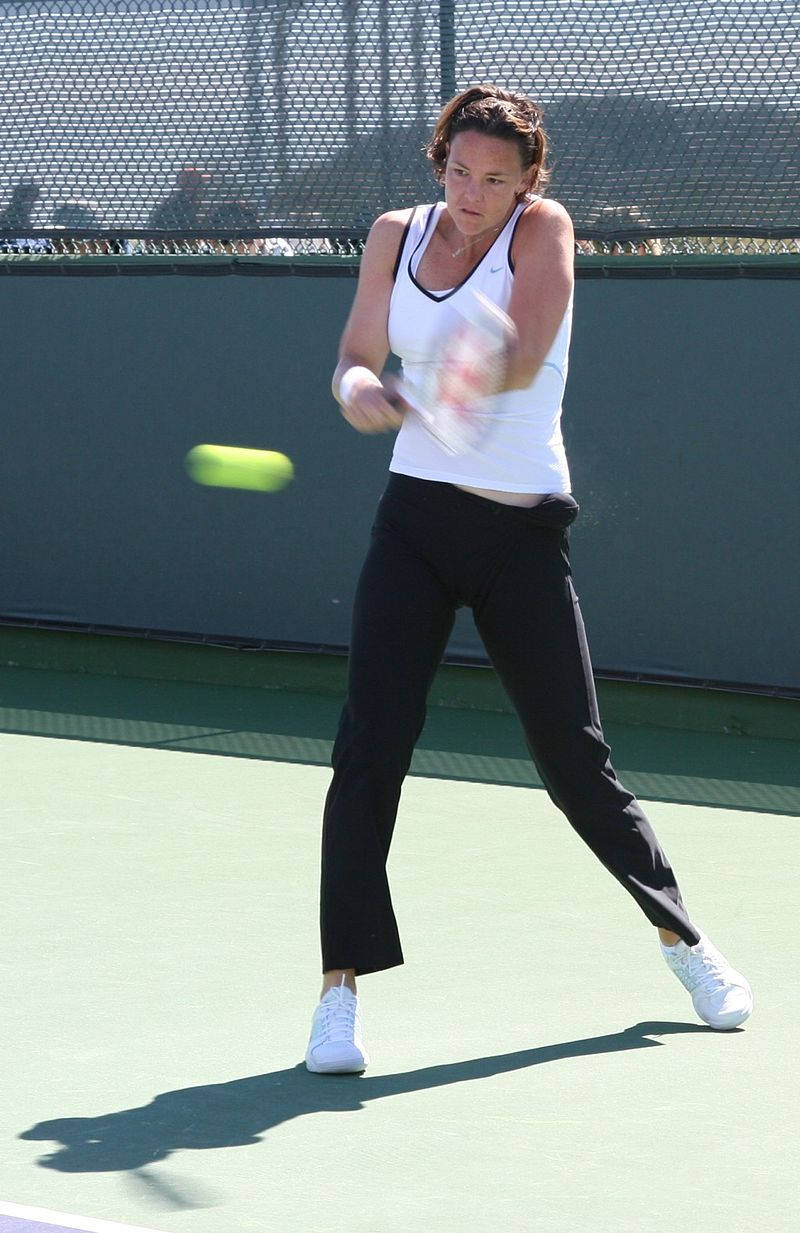Lindsay Davenport, white top, black pants, SD Phone Wallpaper