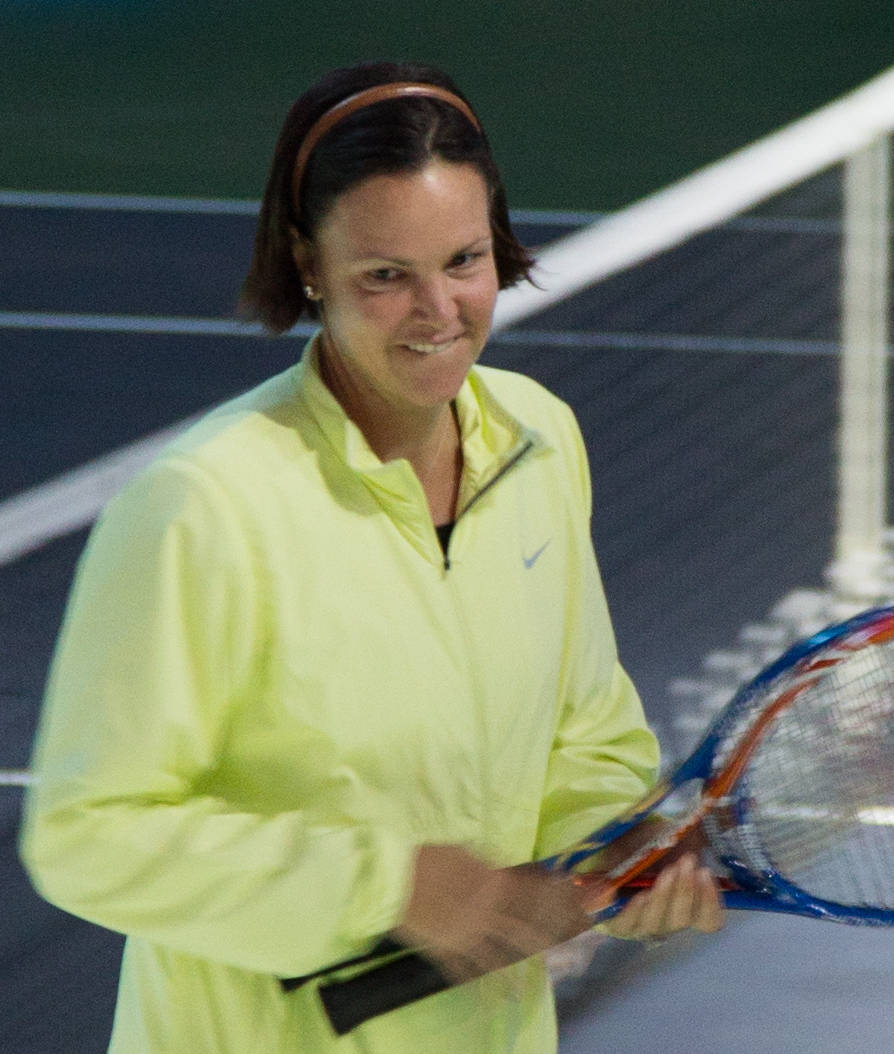 Lindsay Davenport, yellow attire, bright yellow jacket, SD Phone Wallpaper