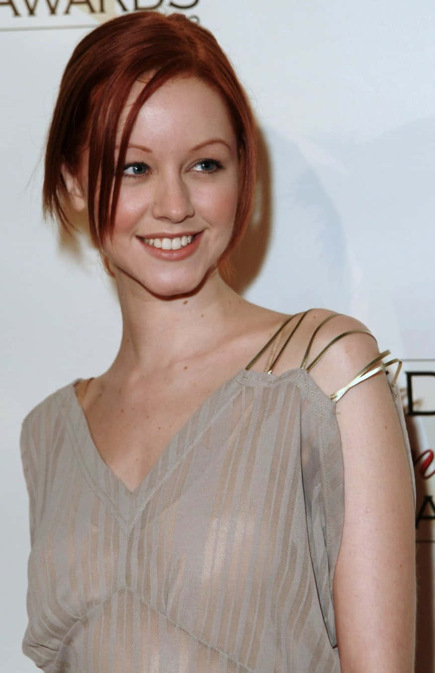 Lindy Booth, red hair, smiling, HD Phone Wallpaper