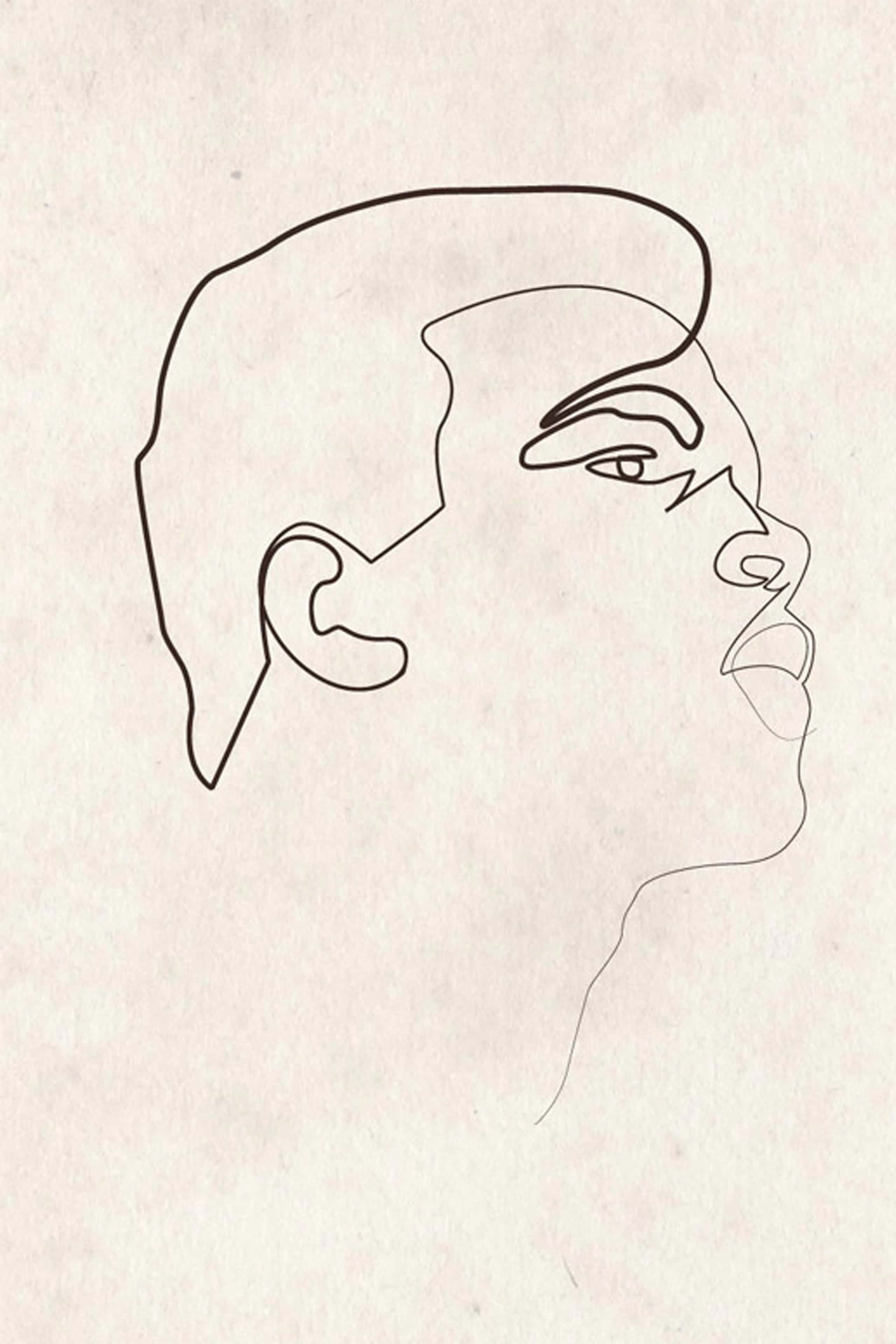 black ink, textured beige paper, minimalist single-line drawing, 4K Phone Wallpaper