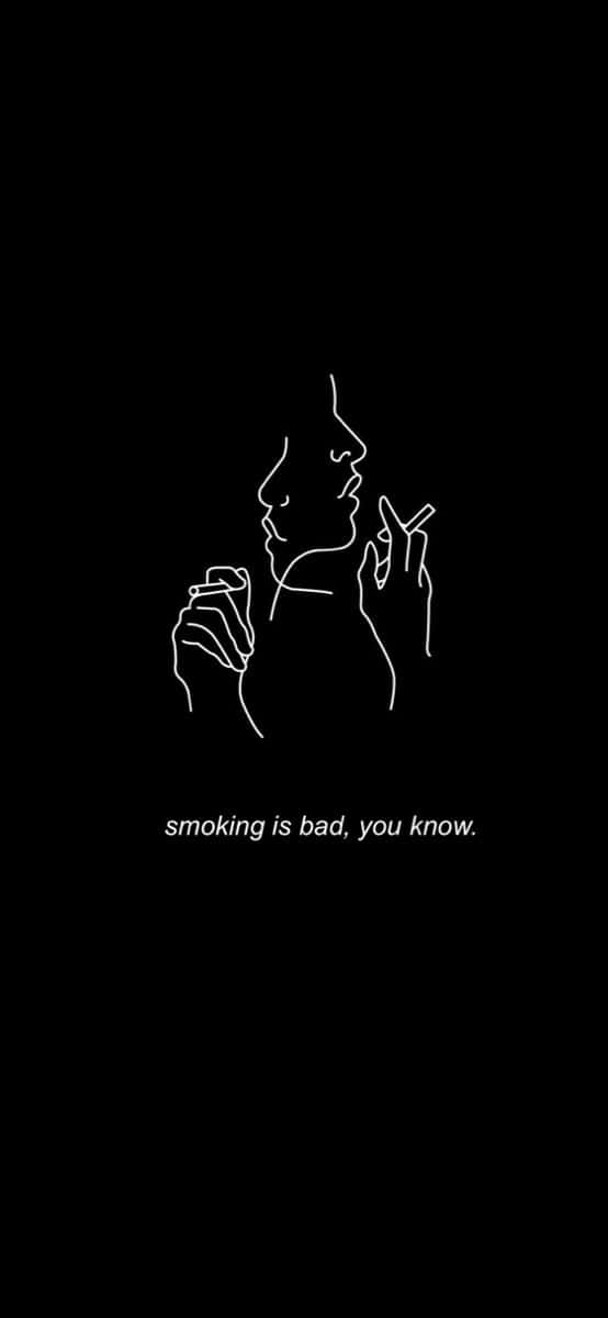 Duplicitous Line Art Statement, white line drawing, person smoking, SD Phone Wallpaper