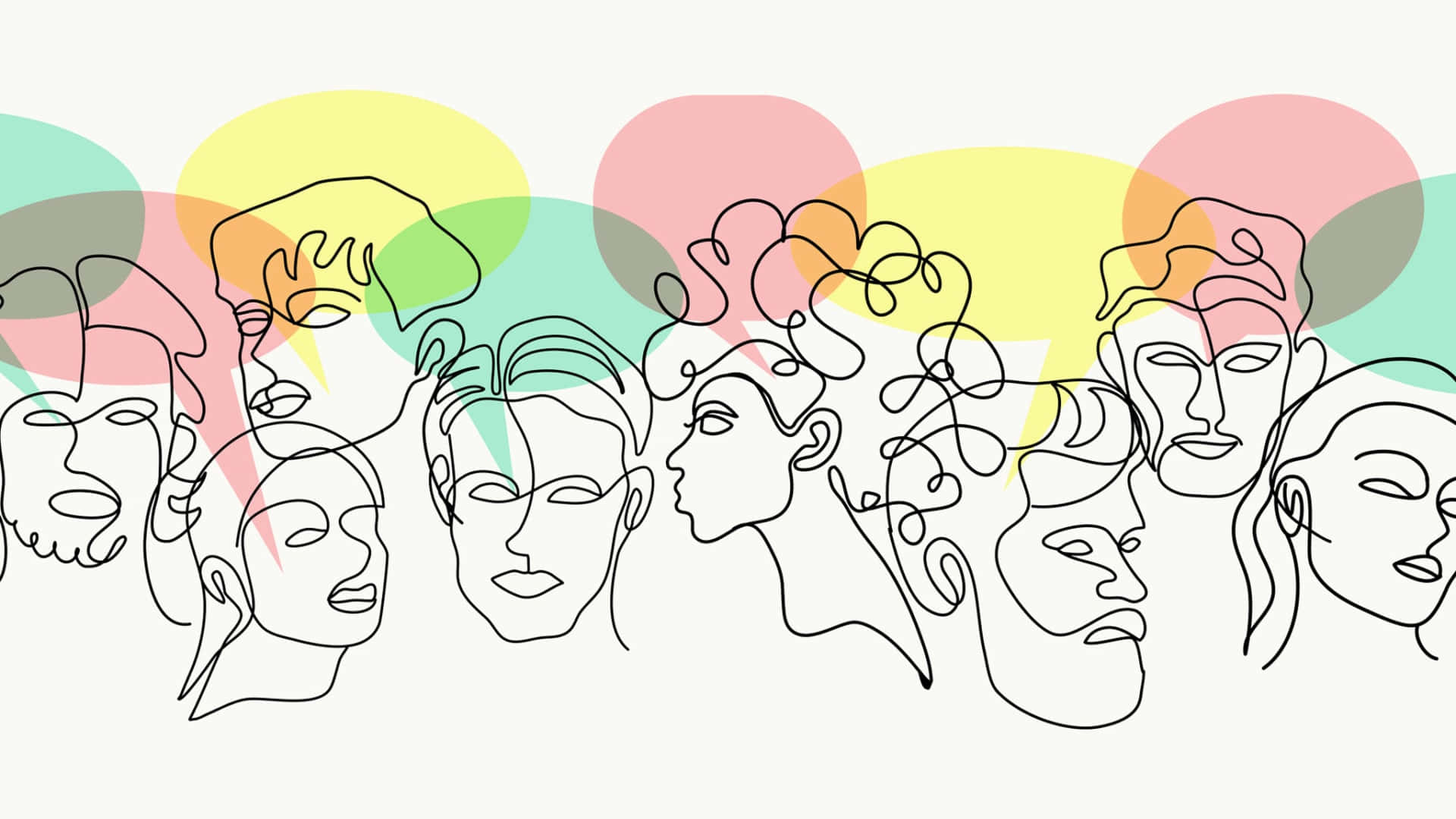 Controversial Line Art, minimalist line art, stylized faces, Full HD Desktop Wallpaper