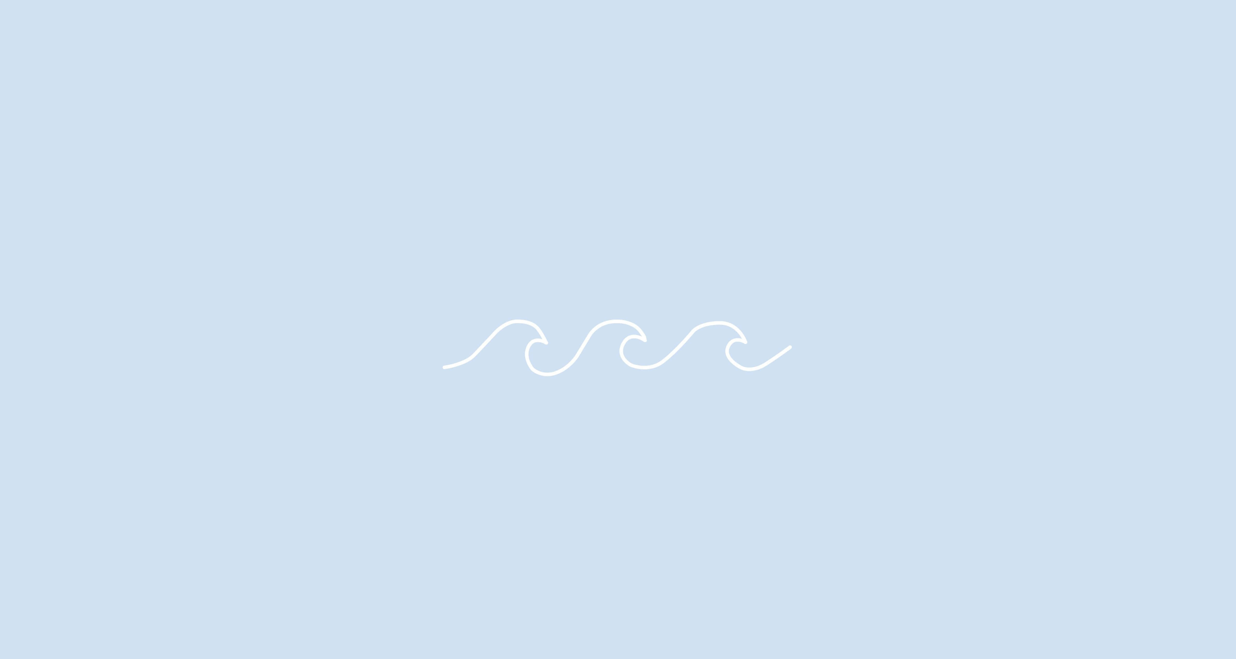 simple laptop, white wave line illustration, soft blue background, 5K Desktop Wallpaper