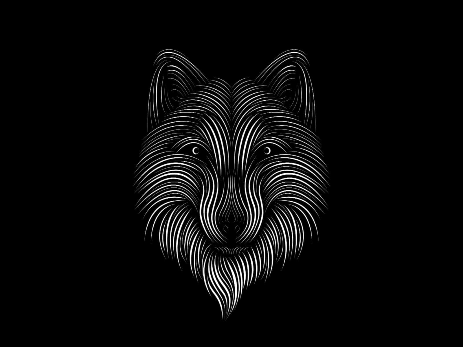 Line Art, wolf head, white lines, HD Desktop Wallpaper
