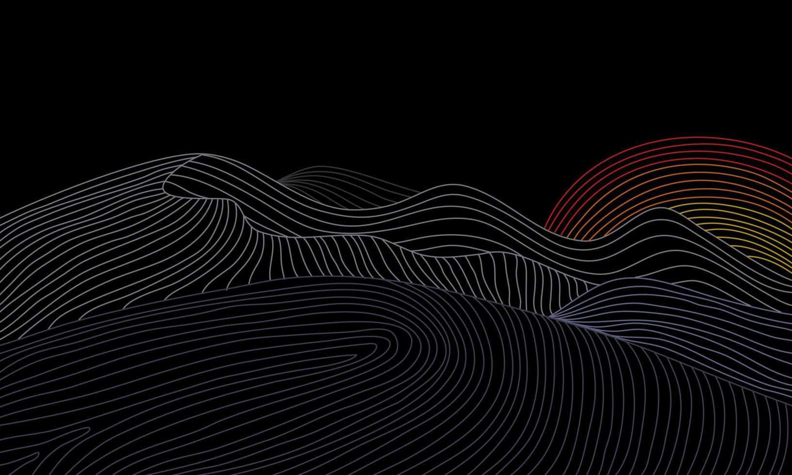 abstract line vector landscape, glowing white contour lines, rolling hills, HD Desktop Wallpaper